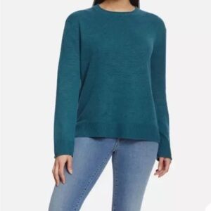 Ella Moss Teal Knit Rolled Hem Pullover Sweater L NWT